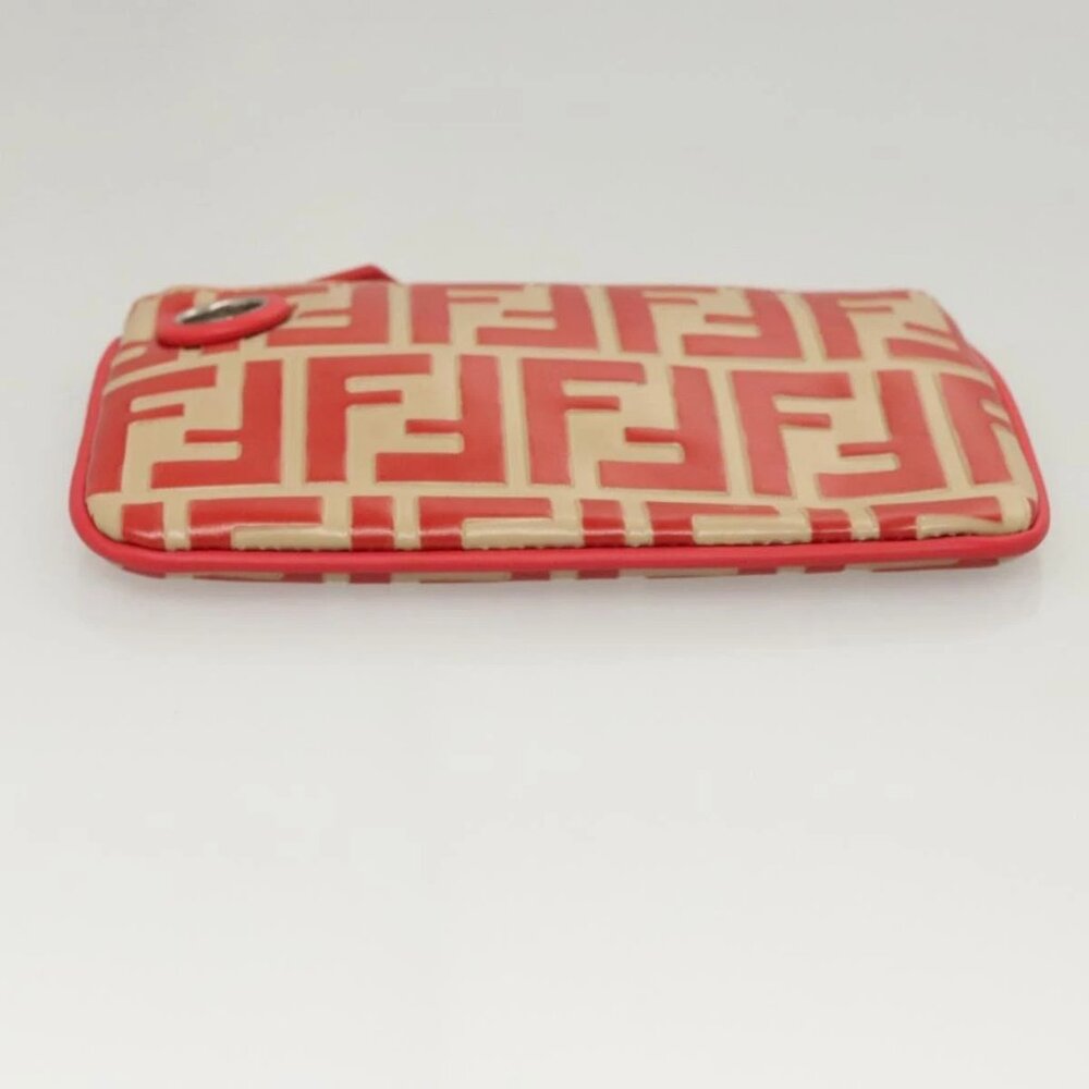 FENDI Zucca Canvas Triplet Pouch Black Brown Red Auth ac3770 - Picture 8 of 16